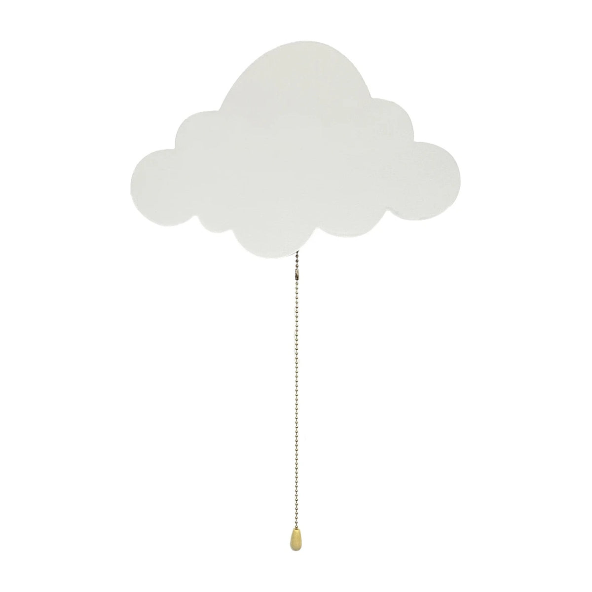 Le nuage en bois blanc, avec sa chaînette, sur fond blanc.